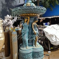Vente en gros de décoration de jardin extérieur en cuivre coulé bronze dansant femme jouant des statues fontaine d'eau sculpture en bronze