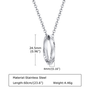트렌디 패션 주얼리 블랙 실버 도금 스테인리스 스틸 모비우스 링 펜던트 목걸이 남녀 공용 - Product Image 5
