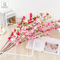 Vente en gros pas cher prix fleurs artificielles en soie fleur de cerisier branche fleurs rose clair pour mariage décoration de la maison