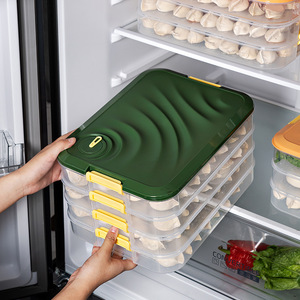 Dumpling Box Food Grade Airtight Freezer Safe Stackable Kitchen Storage Container Rectangle Green Orange Lid Clip On - Product Image 3