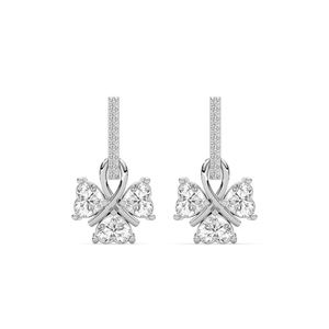 Pendientes Colgantes con Diamante Cultivado en Laboratorio con Corte Corazón, Oro Blanco de 14K, Claridad VVS, Certificados para Joyería de Boda para Mujer - Product Image 1