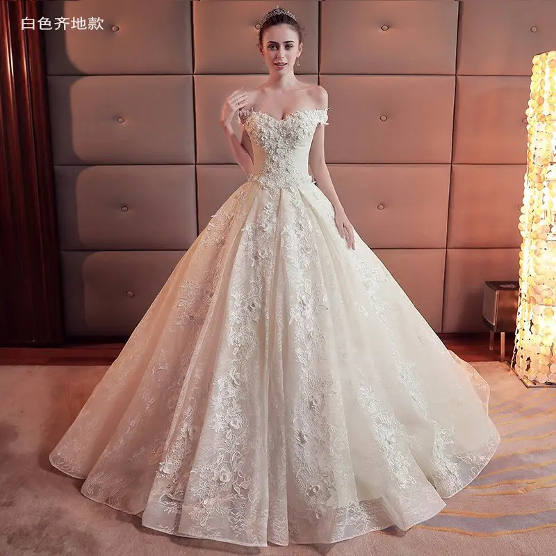 Summer China White Bridal Gowns 2022 Lace Wedding Dress For Women Bridal Classic Wedding Dresses