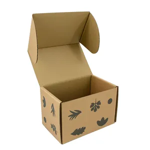 Özel Logo baskılı kolay kat geri dönüşüm kahverengi Kraft kağit kutu katlanır mailler düz paketi kağıt ambalaj kutusu