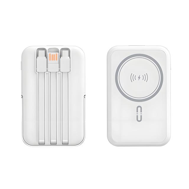 10000mAh 22.5w Fast Charging Magnetic Wireless Power Bank with Built-in Cables Bracket Phone Holder Digital LED Power Display