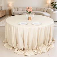 Nappe Ronde Blanche 177 cm en Polyester Jersey Tricoté Infroissable Imperméable Anti-Taches pour Mariage, Banquet, Fête