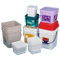 Barils en PP de qualité alimentaire de 20 litres en gros avec logo personnalisé, seaux en plastique carrés, couvercles recyclables, seaux de stockage alimentaire