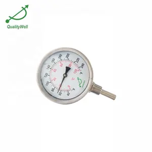 Stainless Steel Thermometer Bimetal Pipe Temperature Dial Temp Gauge Heating Hot Water