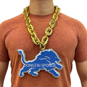 In magazzino spedizione veloce multistrato struttura 3D Detroit leoni catene collana con lunghezza 32 ''/35''/38 ''anelli oversize - Product Image 2