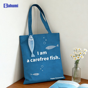 <b>Foldable</b> Reusable Shopping Tote <b>Bag</b> Cute Ocean Fish Design Eco Friendly Canvas Handbag Portable Grocery <b>Bag</b> For Daily Use - Product Image 4