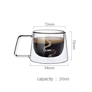 Tasse à café à double paroi, style européen, tasse à eau pour la maison, tasse en verre transparent résistant à la chaleur, mug pour latte et cappuccino - Product Image 5