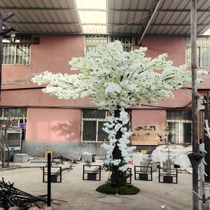 Albero di <span class=keywords><strong>Sakura</strong></span> Artificiale a Doppio Tronco 2,5m, Fiore in Seta Ecologico e Durevole + Supporto in Metallo, Ornamento di Alta Gamma per Centri Commerciali - Product Image 4