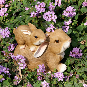 Décorations de jardin décoratives, lapin de Pâques blanc mignon, pour cour, balcon, aménagement paysager, arrangements DIY, mini-jardin - Product Image 1