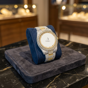 Reloj de Pulsera de Diamantes con Incrustaciones de Oro y Plata de Primera Calidad, Caja de Acero Inoxidable Resistente para Hombre, Disponible para Exportación - Product Image 2