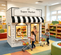 Rumah Supermarket Kayu Mainan Peran Anak-Anak untuk TK, PAUD, Penitipan Anak, Permainan Dramatis Dalam Ruangan