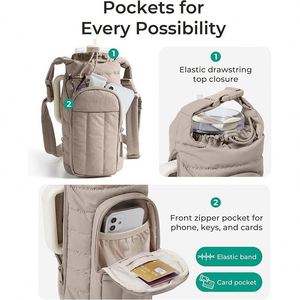 Stock for Outdoor Sports Leather Water <b>Bottle</b> <b>Bag</b> Portable Large Capacity Crossbody Travel Insulated - Product Image 2