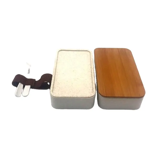 Герметичные высокое качество 2 слоя коробка для ланча Bento из бамбука "Ланч Бокс" сумка с ремешком
