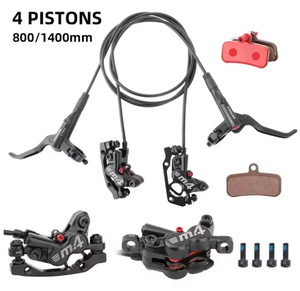Juego de Frenos Hidráulicos MEROCA de 4 Pistones para Bicicleta de Montaña con Cubierta Protectora de Silicona, Freno Delantero <span class=keywords><strong>y</strong></span> Trasero de 800 mm/1400 mm, Freno de Disco para Bicicleta de Montaña - Product Image 1