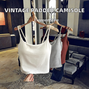 Women's Sweet Vintage Short Padded Backless Camisole Bra O-Neck Viscose Dobby Fabric Fixed Cups Spring/Summer Outerwear - Product Image 2