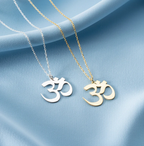 Collana con ciondolo Yoga Om alta lucidata in oro 18k alla moda gioielli indù Chakra <span class=keywords><strong>Maratha</strong></span> simbolo accessorio affascinante - Product Image 1