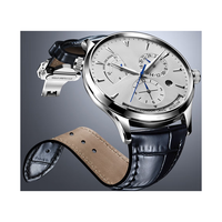 Montres mécaniques en acier pour hommes, design d'usine et personnalisation par lots, avec affichage 24 heures GMT, calendrier similaire et luminescence, pour marque privée