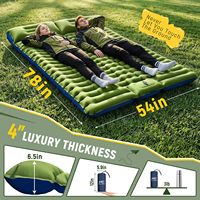 Надувной двухместный матрас Factory Waterproof Double Sleeping Pad 4" Extra-Thick с встроенным ножным насосом и подушкой, компактный, для кемпинга