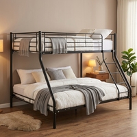 Lit superposé double sur grand lit de qualité commerciale, structure métallique argentée, sommier en fer robuste pour chambre d'enfant, dortoir scolaire, appartement