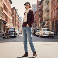 Gilet pull pour femme style vintage Old Money, zippé, épais, col montant, demi-ouvert sur la poitrine, en cachemire et laine, automne hiver
