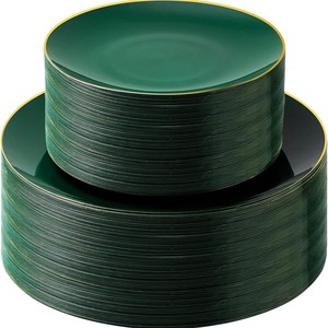 Plats en plastique jetables roses élégants avec la jante d'or pour l'<span class=keywords><strong>anniversaire</strong></span> de noce - Product Image 5