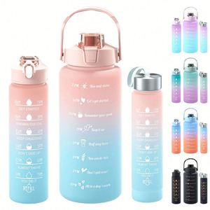 3 in 1 Motivational <b>Water</b> <b>Bottle</b> Trio Black Gradient <b>2l</b> Plastic <b>Water</b> <b>Bottle</b> Set of 3 Piece Sport Drink <b>Bottles</b> With Time Marker - Product Image 4