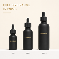 Flacon compte-gouttes noir mat en gros 30ml 50ml, contenant en verre pour huiles essentielles, flacon compte-gouttes en verre pour sérum et essence avec logo personnalisé