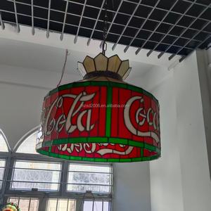 Lámpara Colgante Tiffany de 16 Pulgadas con Pantalla de Vidrio Teñido Rojo, Estilo Europeo, Bombilla de Ahorro de Energía para Comedor o Bar, Garantía de 2 Años - Product Image 4