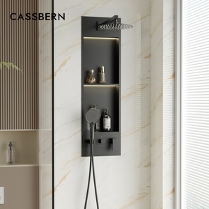 CASSBERN Double Tier Niche <strong>Shower</strong> with Handheld Sprayer Top Spray Pressure Balanced Valve and LED <strong>Lighting</strong> <strong>for</strong> Daily Use - Product Image 1