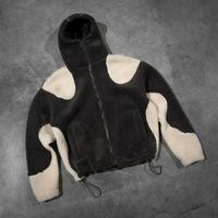 Fabricant Veste surdimensionnée en tissu Sherpa sur mesure avec fermeture éclair complète Masque Capuche Sweat à capuche floue Pull-over chaud unisexe