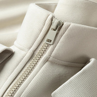 Nouveau Sweat-shirt Décontracté Unisexe en Coton Lourd 380g, Tendance Automne, Col Montant à Double Fermeture Éclair, Style Cardigan Tricoté