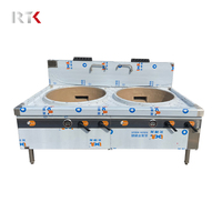 Équipement de restaurant commercial RuiTai Réchaud industriel en acier inoxydable GPL 2-Wok avec brûleur Wok chinois Réchaud à gaz en fer