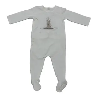 Pakaian bayi Footie 100% katun cetak dan bordir berkaki bayi bulu Bodysuit