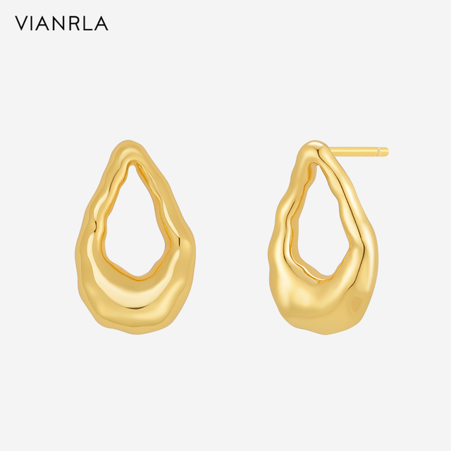 VIANRLA   Silver Earrings 925 Sterling Original  Hammer Drop Sharp  Chunky  Minimalist High Quality Selling Fashion  Earrings