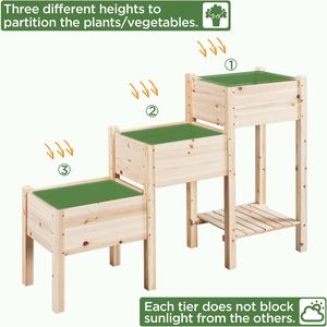 Maceta de jardín <span class=keywords><strong>vertical</strong></span> Cama de jardín elevada de <span class=keywords><strong>madera</strong></span> de 3 niveles para plantas, verduras, jardinería al aire libre Cajas de macetas elevadas - Product Image 5