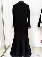 2026 Nouvelle Arrivée Collection Robes Modestes Robe Femme Strass Perles Manches Longues Col V Profond Luxe Robes de Soirée pour Femme