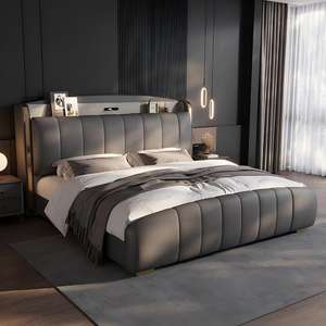 <span class=keywords><strong>Letto</strong></span> King Size in Pelle con <span class=keywords><strong>Testiera</strong></span> Imbottita Doppia e Porta USB, Design Moderno e Lussuoso, Vendita all'Ingrosso - Product Image 4