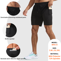 Vêtements de sport pour hommes, pantalon 2 en 1, double couche, avec poches, leggings, logo personnalisé, polyester, short de sport pour hommes, pantalon de gym
