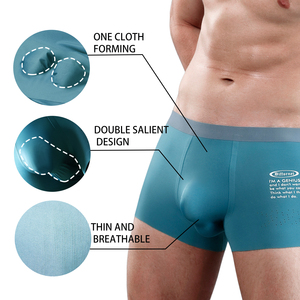 Caleçons pour hommes sensation naturelle, sous-vêtements respirants en nylon avec poche 3D en U, fins pour l'été, boxers sans couture pour hommes - Product Image 1