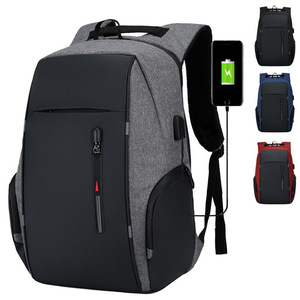 Mochila para Portátil con Puerto USB, 20-35L, para Viajes de Negocios, Unisex, Color Sólido, Compartimento para Ordenador, Asa Suave - Product Image 1