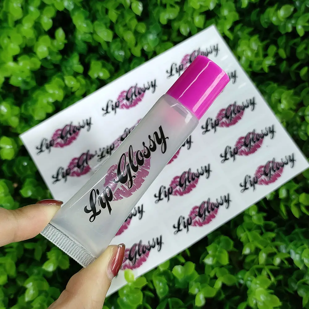 Osmo Stiker Label Kosmetik Logo Cetak Kustom Lip Gloss Lipstik Vinil Label Pribadi Stiker Label Transfer Perekat