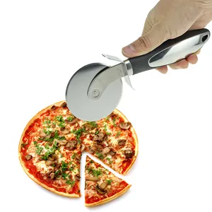 RAYBIN özel logo paslanmaz çelik tekerlek pizza kesici PP kolu ile personalizes