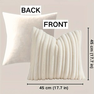 Housse de coussin en flanelle super douce et luxueuse, personnalisée en gros, avec rayures en fausse fourrure de <span class=keywords><strong>lapin</strong></span>, pour la décoration intérieure - Product Image 3