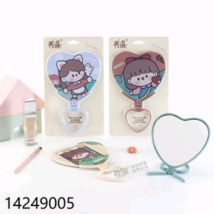 Cartoon Makeup <b>Mirror</b> Heart Shape Glass Lens Desktop Stand For Women Vanity <b>Mirror</b> With Cute Design - Product Image 4