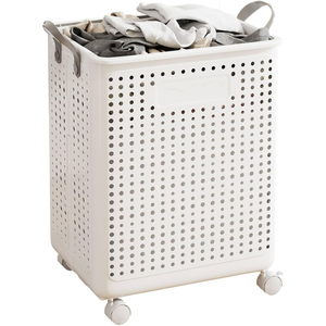 Home Supplies Large Dirty Clothing <b>Basket</b> Plastic Rolling Laundry <b>Hamper</b> With Underwear <b>Basket</b> Handle Wheels - Product Image 1