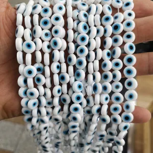 NEW 4 6 8 10mm Flat Shape Eye Glazed Glass Evil Beads Resin Spacer Beads For Jewelry Making DIY Bracelet Beads