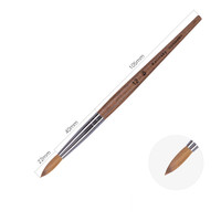 Pinceau acrylique de haute qualité avec manche en bois brun, virole ronde, 70% poils de Kolinsky, taille 14, pour salon de manucure BW62-9